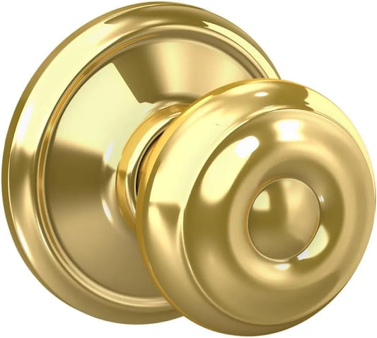 Schlage F10 GEO 605 Georgian Door Knob, Hall & Closet Passage Lock, Bright Brass