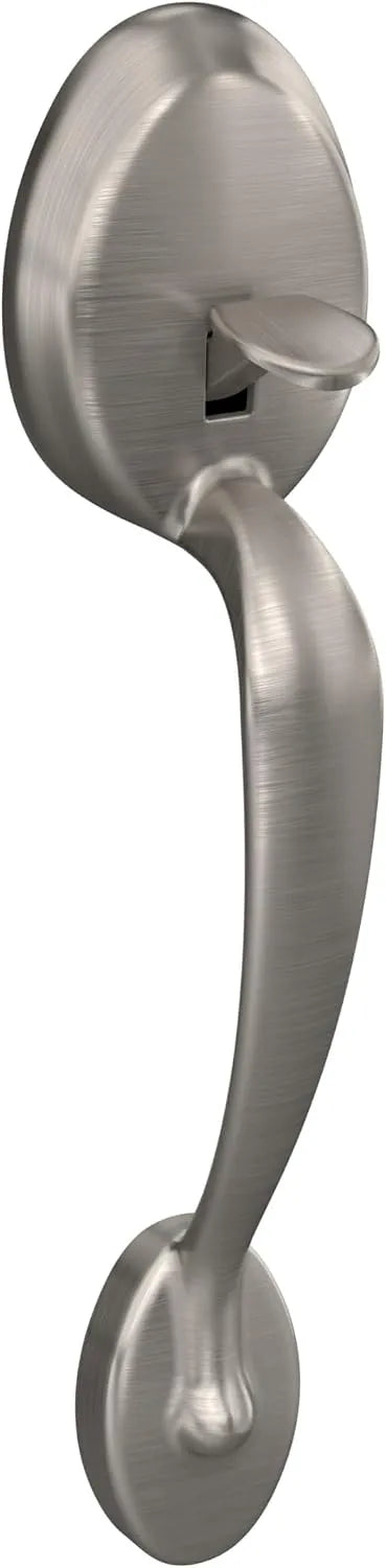 SCHLAGE Plymouth Entry Handleset, Right Hand Flair Lever, Satin Nickel