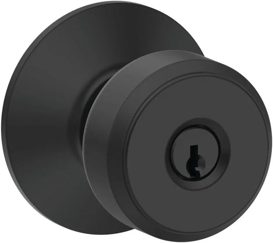 Schlage Bowery Keyed Entry Door Knob, Interior/Exterior, Matte Black