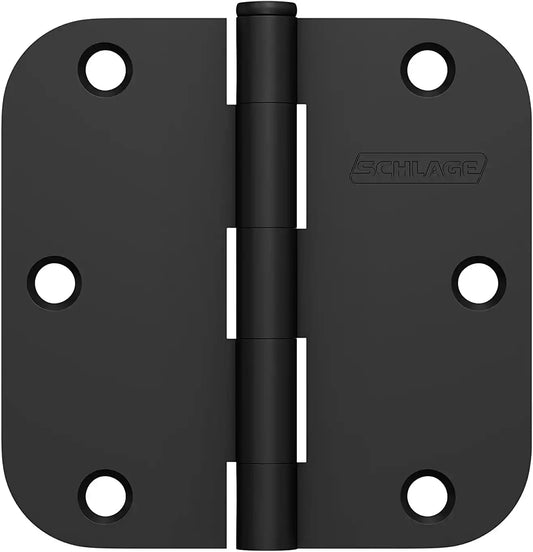 Schlage 3.5" Door Hinge with 5/8" Radius Round Corner in Matte Black (3-Pack)