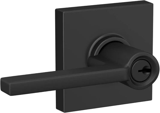SCHLAGE Latitude Keyed Entry Door Handle, Reversible, Matte Black