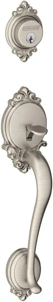 Schlage Lock Company F58BRK619 Brookshire Exterior Handleset with Deadbolt, Satin Nickel (Exterior Half Only)