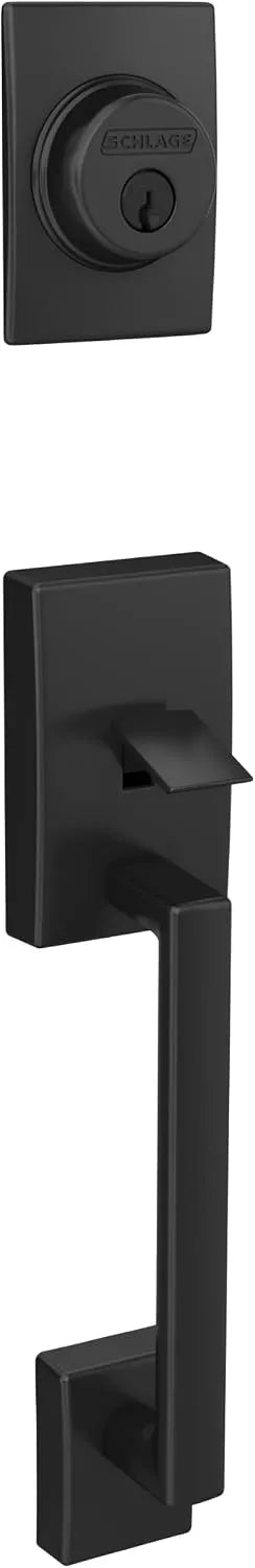 Schlage F60 V CEN 622 BWE Century Single Cylinder Handleset and Bowery X Greyson, Matte Black