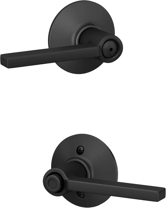 SCHLAGE Latitude Bed/Bath Privacy Door Handle with Lock, Matte Black