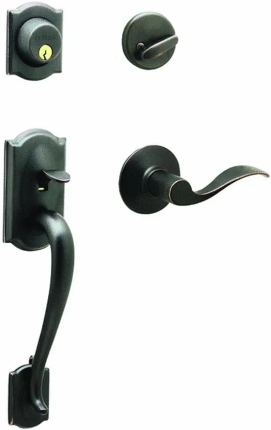 SCHLAGE Front Door Entry Handleset, Accent Lever, Aged Bronze