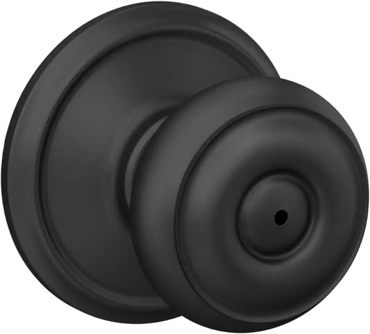 Schlage Georgian Bed/Bath Privacy Door Knob with Lock, Matte Black