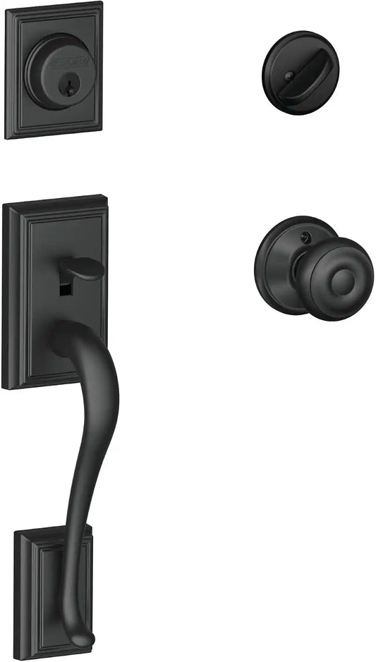 Schlage Century Front Door Entry Handleset, Georgian Knob, Matte Black