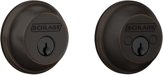 SCHLAGE B62N716 Deadbolt, Keyed 2 Sides, Aged Bronze