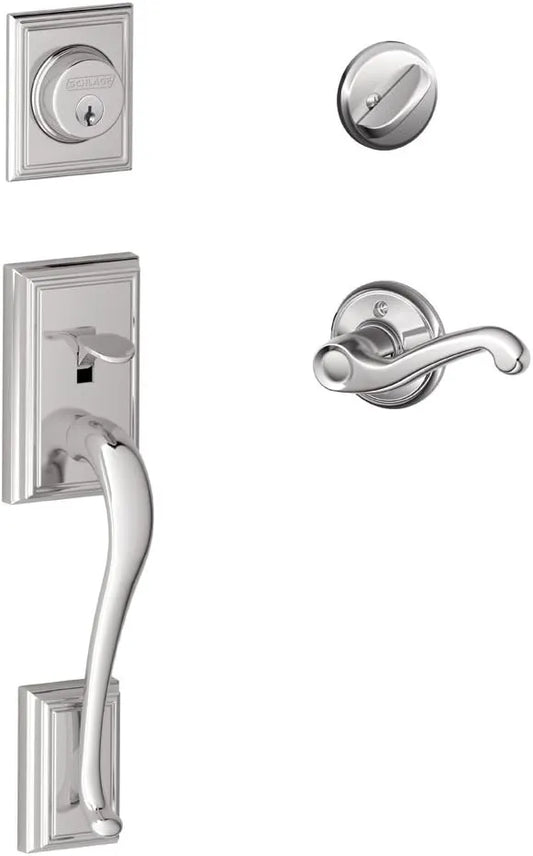 SCHLAGE Addison Single Cylinder Handleset and Left Hand Flair Lever, Bright Chrome (F60 ADD 625 FLA LH)