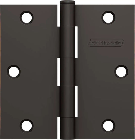 Schlage 3.5" Door Hinge with Square Corner in Aged Bronze (3-Pack)