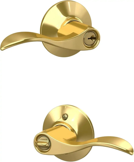 Schlage Accent Keyed Entry Door Handle, Reversible, Bright Brass, Standard (Pack of 8)