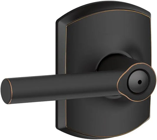 SCHLAGE F40 BRW 716 GRW Greenwich Collection Broadway Bed and Bath Lever, Aged Bronze