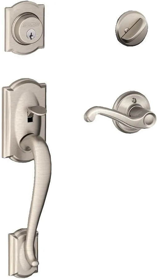Schlage F60CAM619FLA(LH) Camelot Active Door Handle Set with Flair Left Hand Interior, Satin Nickel