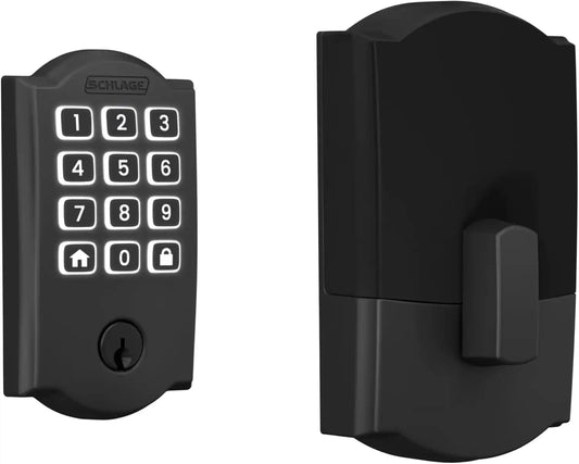 Schlage Arrive Smart WiFi Deadbolt Lock with Camelot Trim, Matte Black