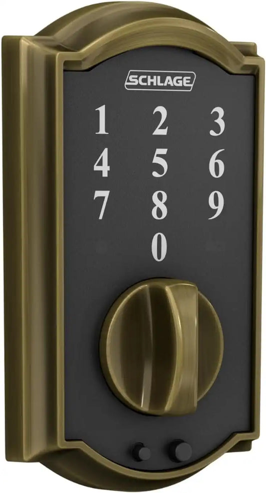 Schlage Touch Electronic Deadbolt Lock with Camelot Trim, Antique Brass