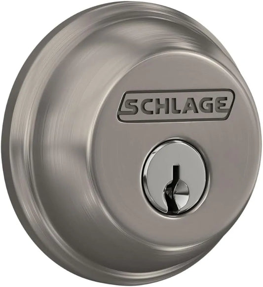 Schlage Single Cylinder Front Door Deadbolt, Satin Nickel