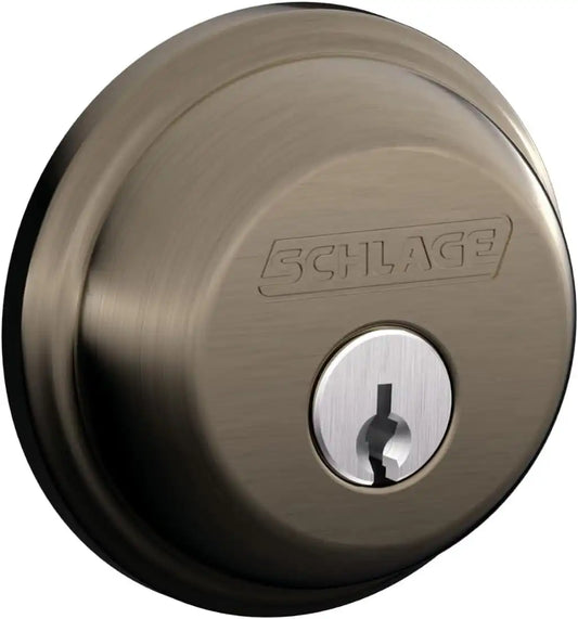 Schlage Single Cylinder Front Door Deadbolt, Antique Pewter