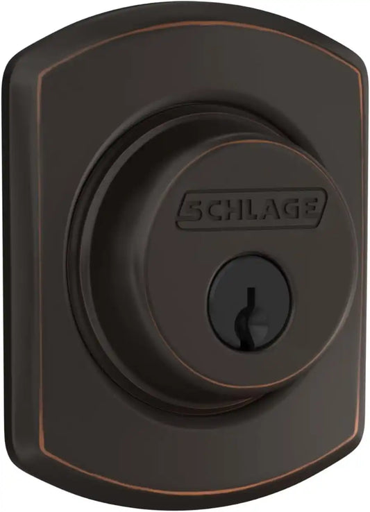 Schlage Greenwich Single Cylinder Front Door Deadbolt, Aged Bronze