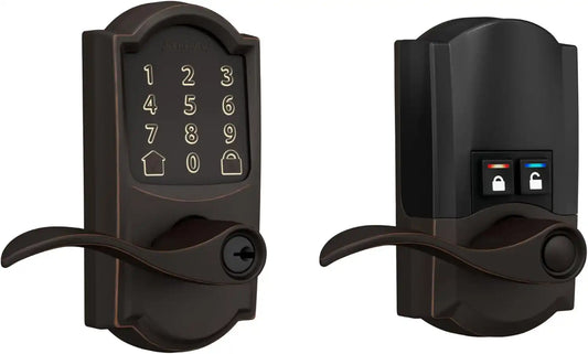 Schlage Encode Smart WiFi Lock, Lever Handle, Camelot Trim, Aged Bronze