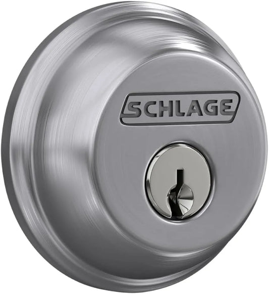 Schlage Single Cylinder Front Door Deadbolt, Satin Chrome