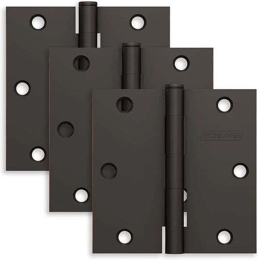 Schlage 3.5" Door Hinge with Square Corner in Aged Bronze (3-Pack)
