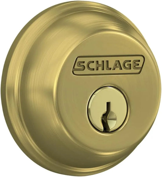 Schlage Single Cylinder Front Door Deadbolt, Satin Brass