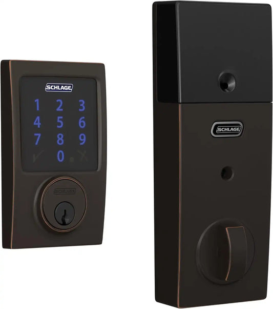 Schlage Connect Smart Deadbolt Lock with Century Trim, Aged Bronze