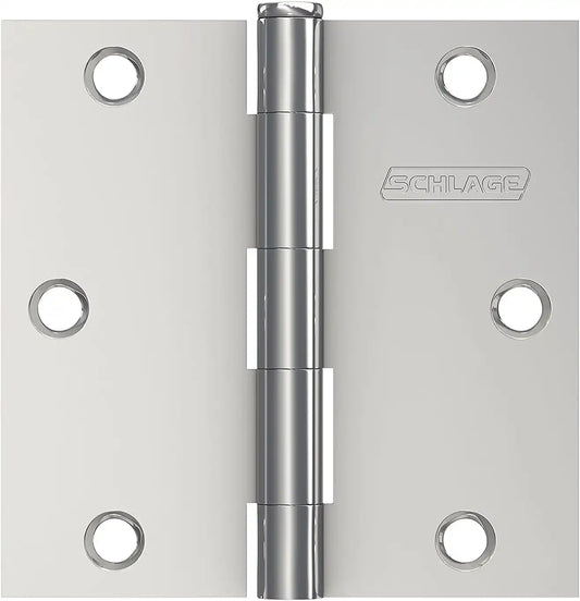 Schlage 3.5" Door Hinge with Square Corner in Bright Chrome (3-Pack)