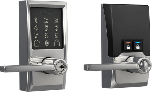 Schlage Encode Smart WiFi Lock, Lever Handle, Century Trim, Bright Chrome