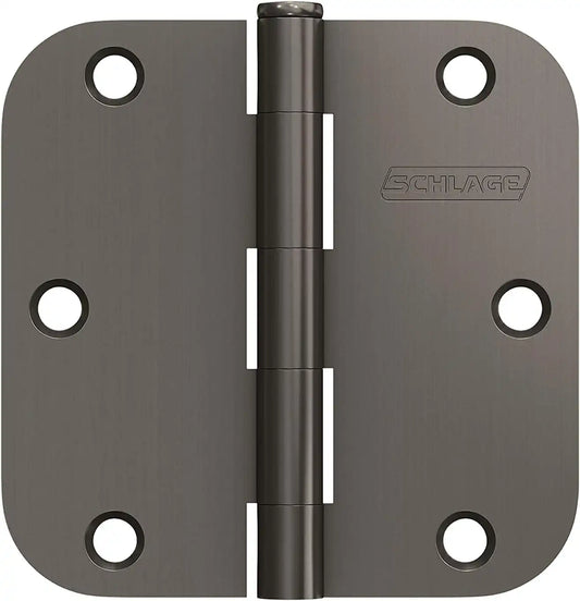 Schlage 3.5" Door Hinge with 5/8" Radius Round Corner in Black Stainless (3-Pack)