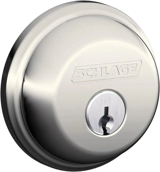 Schlage Single Cylinder Front Door Deadbolt, Polished Nickel