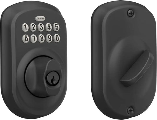 Schlage Electronic Keypad Deadbolt Lock, Plymouth Trim, Matte Black