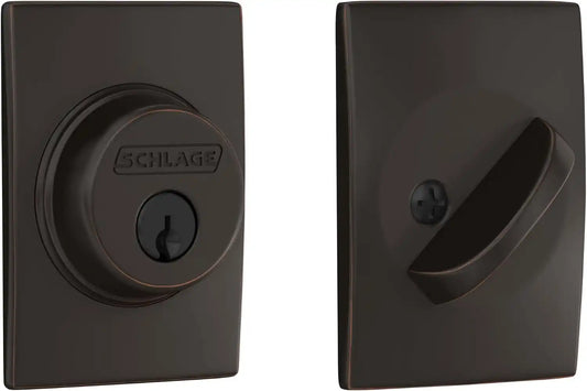 Schlage Century Single Cylinder Front Door Deadbolt, Aged Bronze