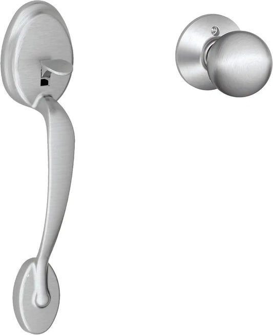 SCHLAGE Plymouth Entry Handleset, Orbit Knob, Satin Chrome