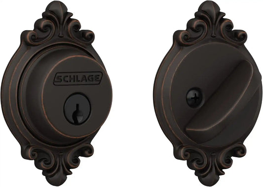 Schlage Brookshire Single Cylinder Front Door Deadbolt, Aged Bronze