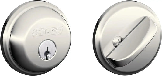 Schlage Single Cylinder Front Door Deadbolt, Polished Nickel