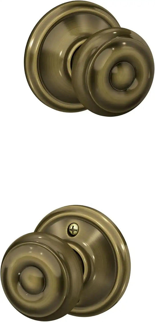 Schlage Georgian Hall/Closet Passage Door Knob, Antique Brass