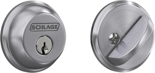 Schlage Single Cylinder Front Door Deadbolt, Satin Chrome