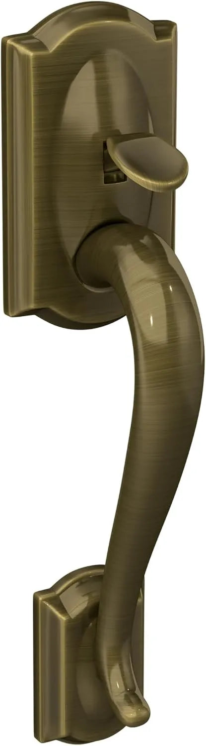 SCHLAGE Camelot Entry Handleset, Right Hand Accent Lever, Antique Brass