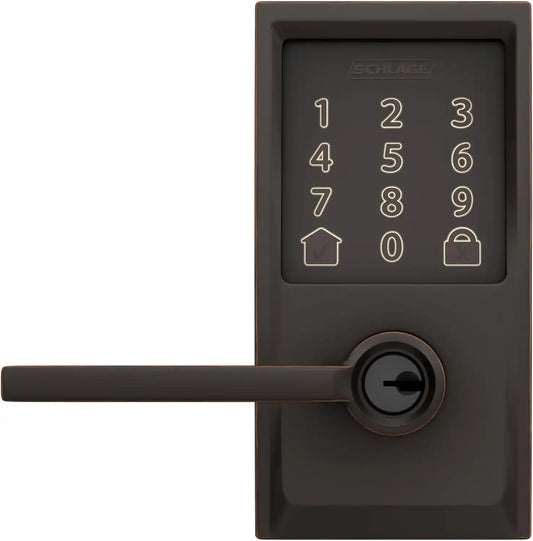 Schlage Encode Smart WiFi Lock, Lever Handle, Century Trim, Aged Bronze
