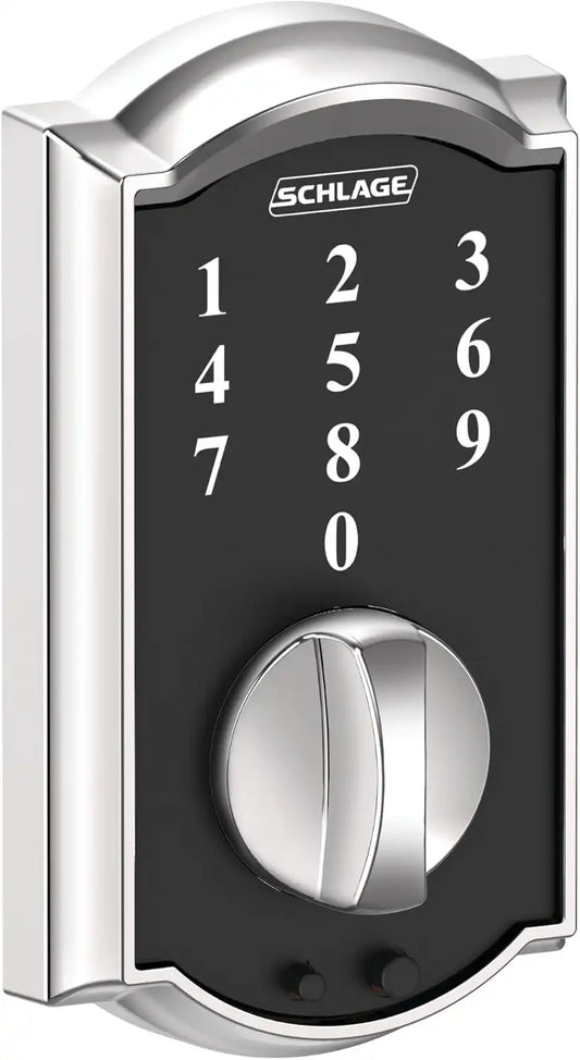 Schlage Touch Electronic Deadbolt Lock with Camelot Trim, Bright Chrome