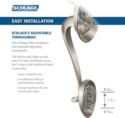 Schlage F58BRK622 Brookshire Exterior Handleset with Deadbolt, Matte Black (Exterior Half Only)