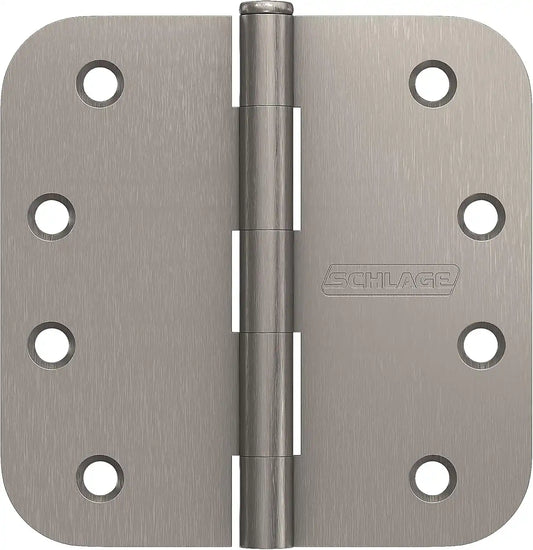 Schlage 4" Door Hinge with 5/8" Radius Round Corner in Satin Nickel (3-Pack)