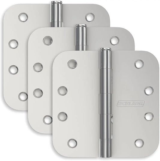 Schlage 4" Door Hinge with 5/8" Radius Round Corner in Bright Chrome (3-Pack)