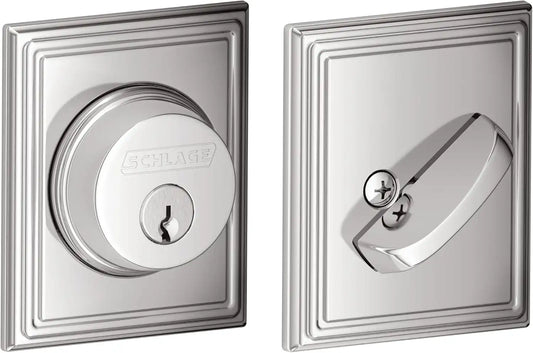Schlage Addison Single Cylinder Front Door Deadbolt, Bright Chrome