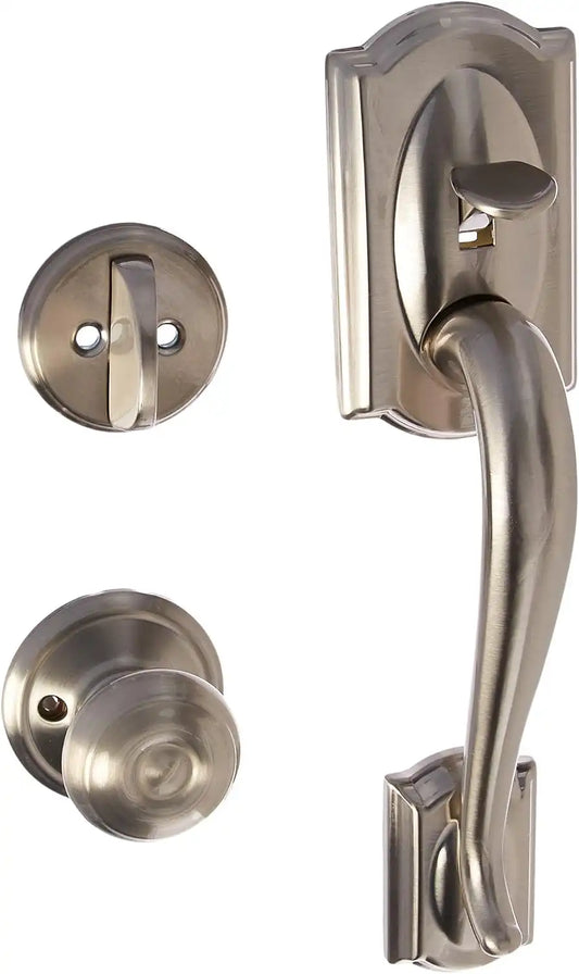 Schlage Lock Company F60CAM619GEO Schlage Camelot Active Door Handleset with Georgian Interior, Satin Nickel