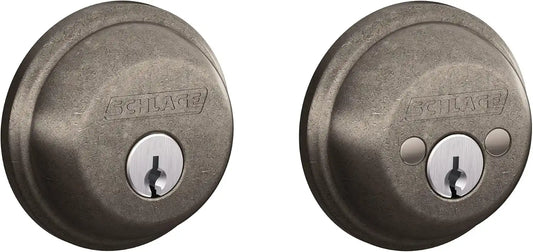 SCHLAGE B62621 Distressed Nickel B-Series Double Cylinder Grade 1 Deadbolt from The B-Series B62