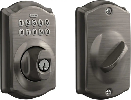 Schlage Electronic Keypad Deadbolt Lock, Camelot Trim, Antique Pewter
