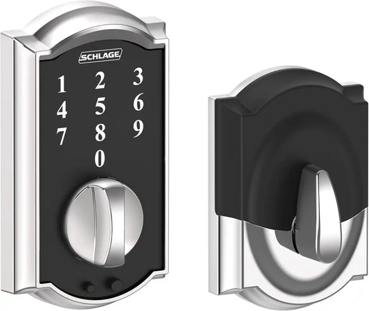 Schlage Touch Electronic Deadbolt Lock with Camelot Trim, Bright Chrome
