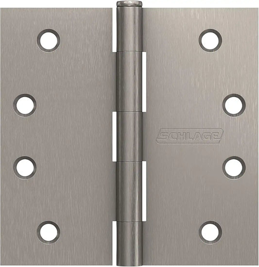 Schlage 4" Door Hinge with Square Corner in Satin Nickel (3-Pack)